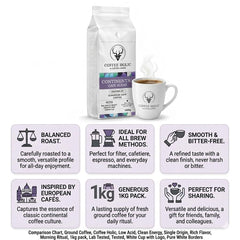 Coffeeholic Continental European Cafe Blend Ground Coffee 1kg