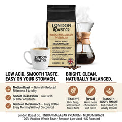 London Roast Co Indian Malabar Coffee Beans 1kg | Medium Roast
