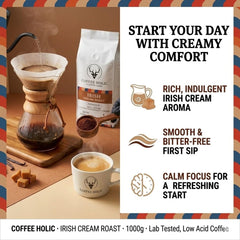 Coffeeholic Irish Cream Whiskey Ground Coffee 1kg | Medium Roast