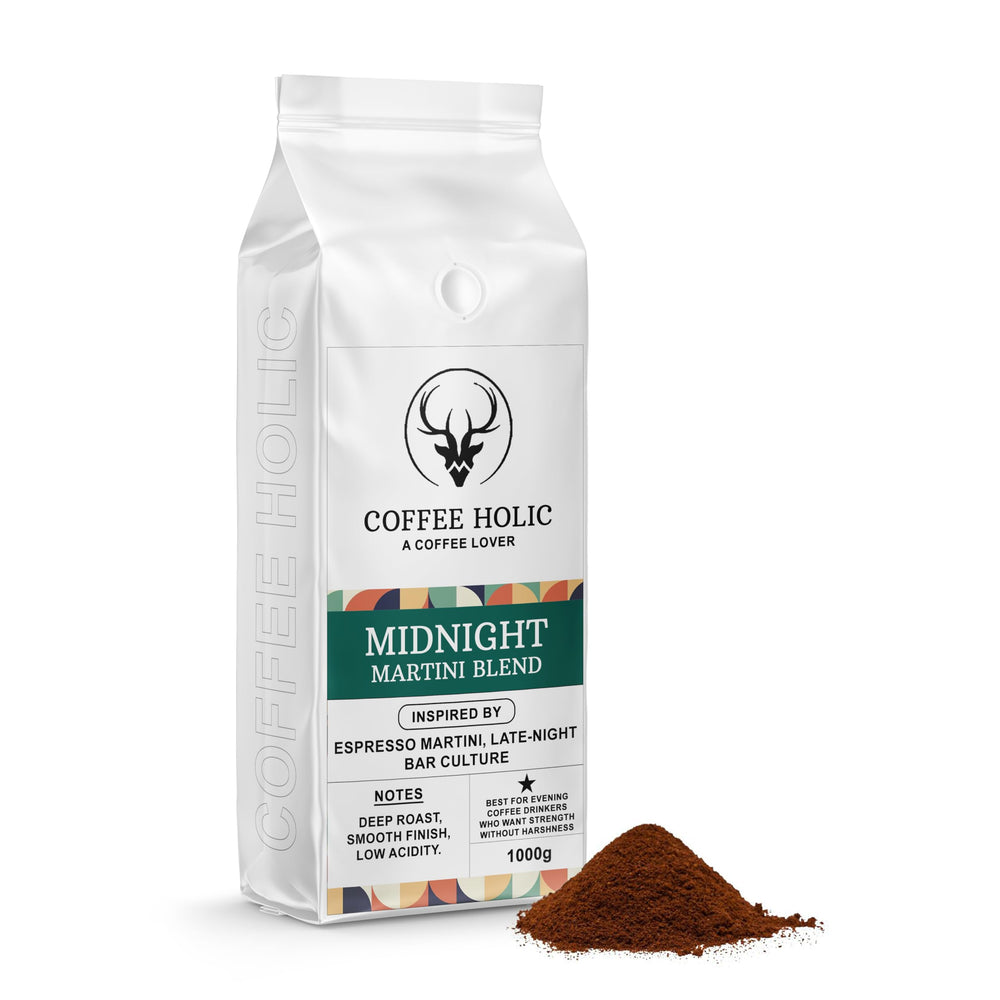Coffeeholic Midnight Martini Espresso Blend Ground Coffee 1kg | Dark Roast