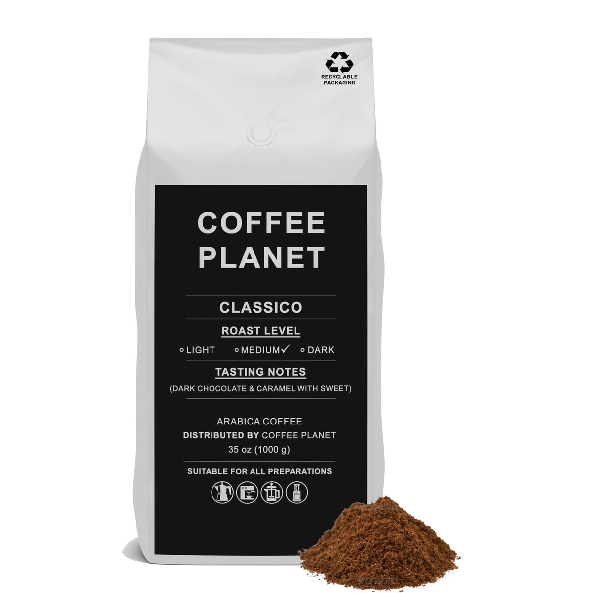 Coffee Planet Classico Ground Coffee 1kg | Medium Roast