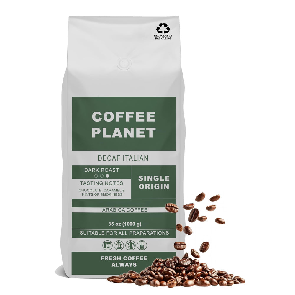Coffee Planet Italian Decaf Coffee Beans 1kg | Dark Roast