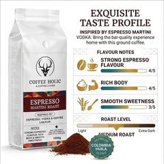 Coffeeholic Espresso Martini Vodka Roast Ground Coffee 1kg | Medium Roast