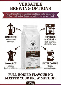 Coffeeholic Wine Inspired Ground Coffee 1kg | Dark Roast