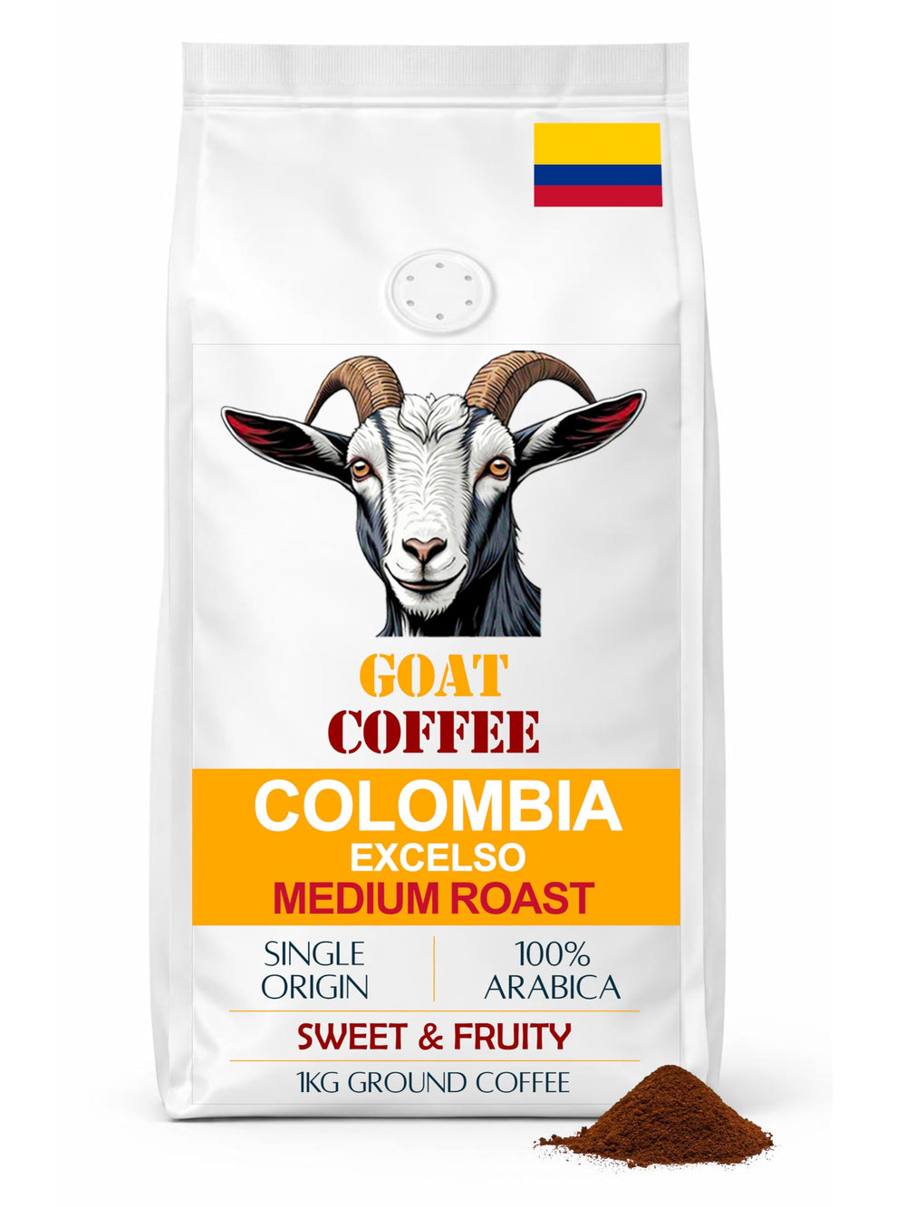 Goat Coffee Colombia Excelso Ground Coffee 1kg | Medium Roast