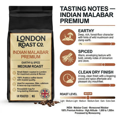 London Roast Co Indian Malabar Coffee Beans 1kg | Medium Roast