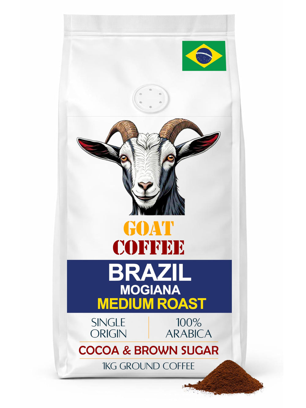 Goat Coffee Brazil Mogiana Ground Coffee 1kg | Medium Roast