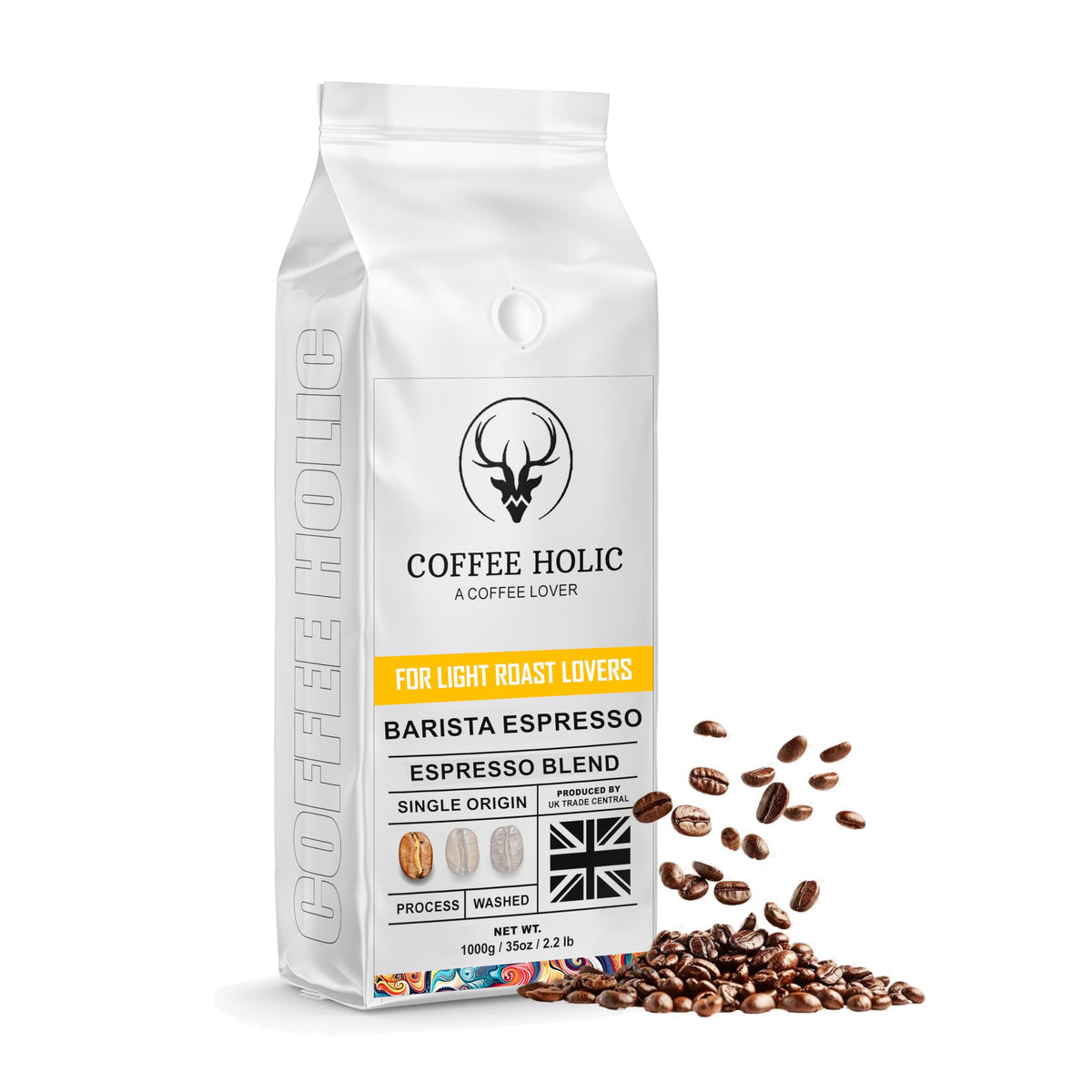 Coffeeholic Colombia Barista Espresso Coffee Beans 1kg | Light Roast