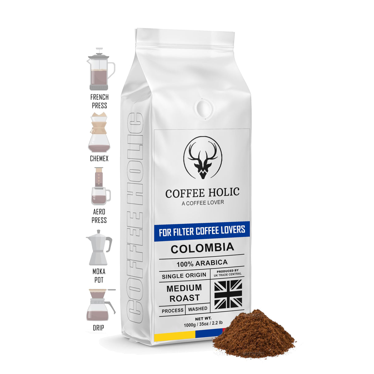 Coffeeholic Colombia Filter Coffee 1kg | Medium Roast