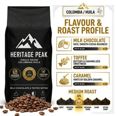 Heritage Peak Colombia Coffee Beans 1kg | Medium Roast