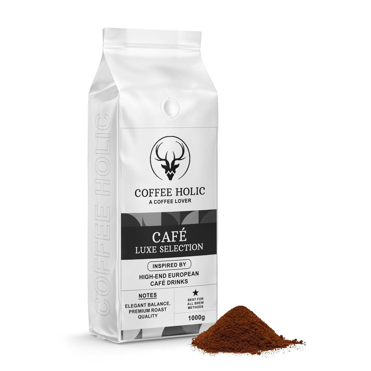 Coffeeholic European Cafe Luxe Ground Coffee 1kg | Medium Roast