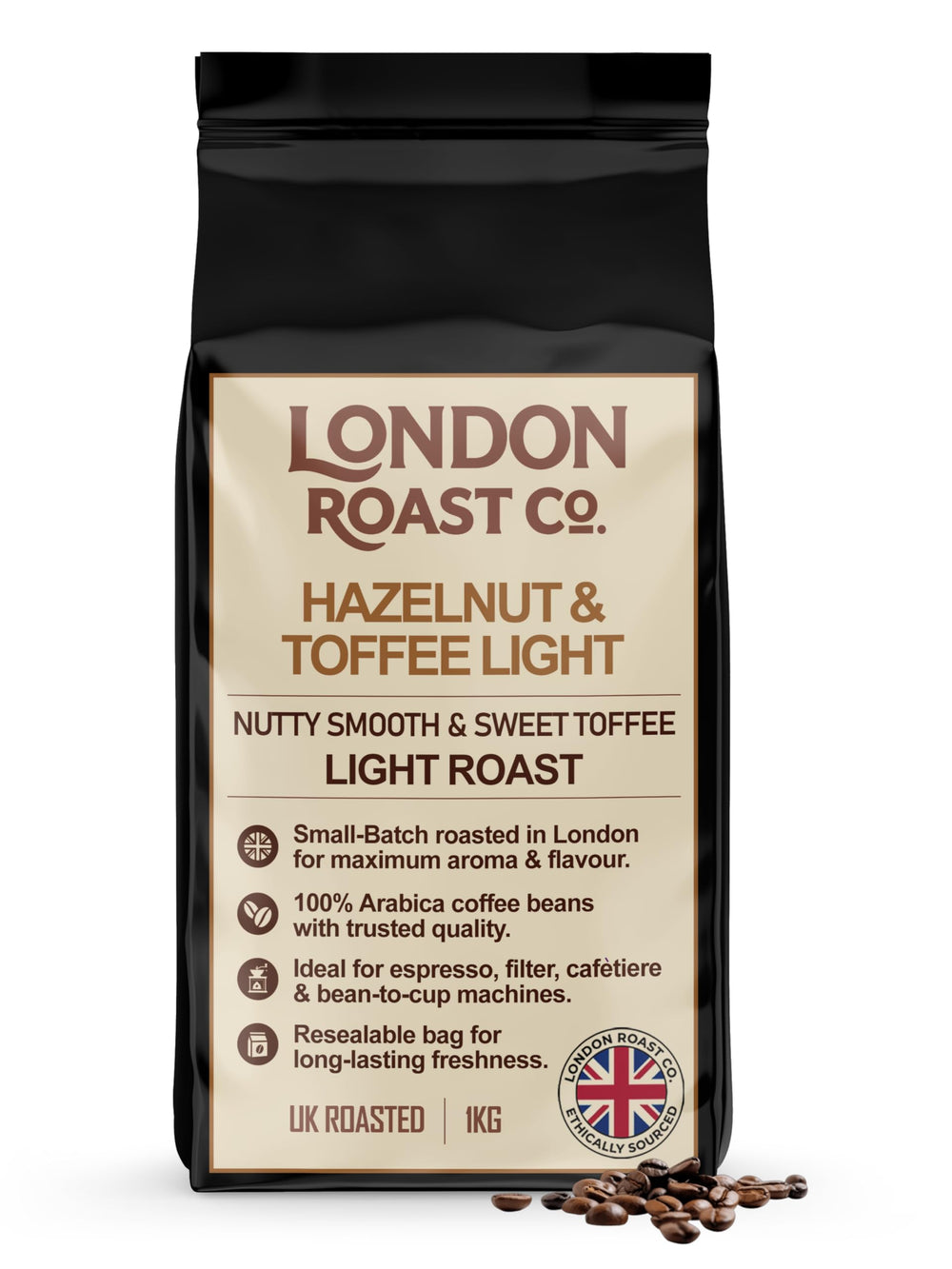 London Roast Co Hazelnut & Toffee Coffee Beans 1kg | Light Roast