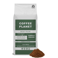 Coffee Planet Italian Decaf Ground Coffee 1kg | Dark Roast
