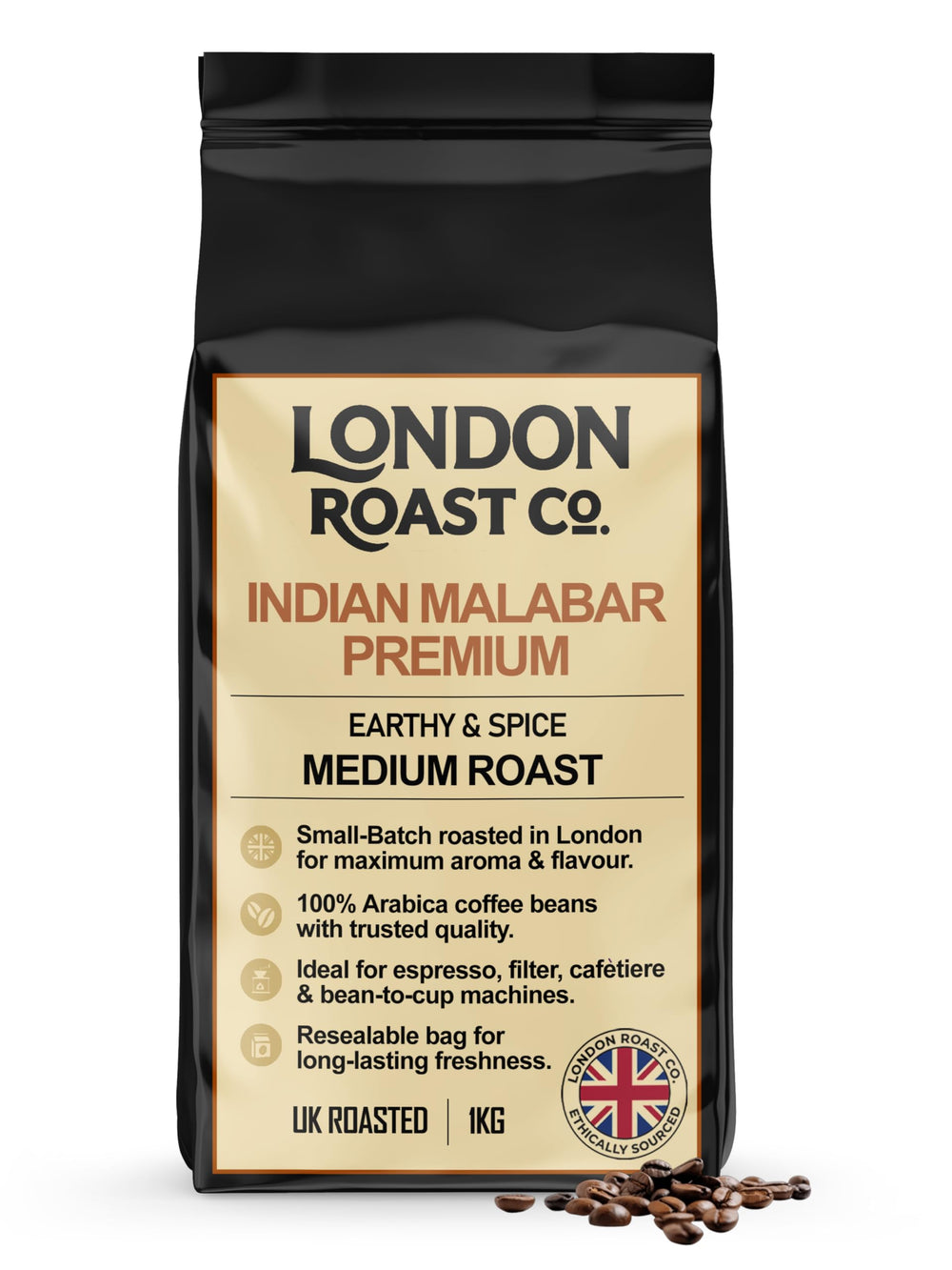 London Roast Co Indian Malabar Coffee Beans 1kg | Medium Roast