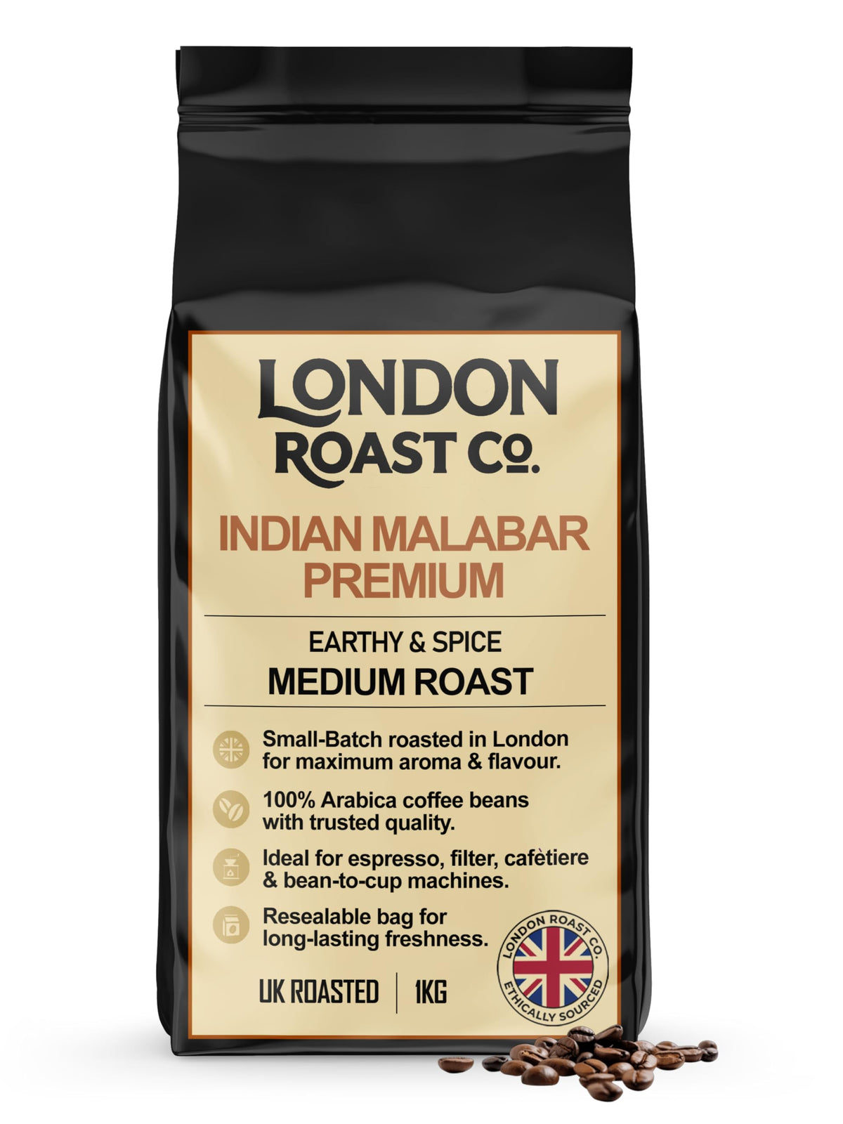 London Roast Co Indian Malabar Coffee Beans 1kg | Medium Roast