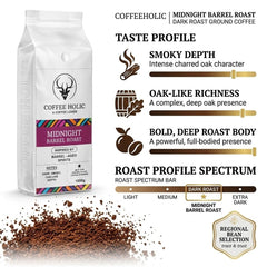 Coffeeholic Midnight Barrel Roast Ground Coffee 1kg | Dark Roast