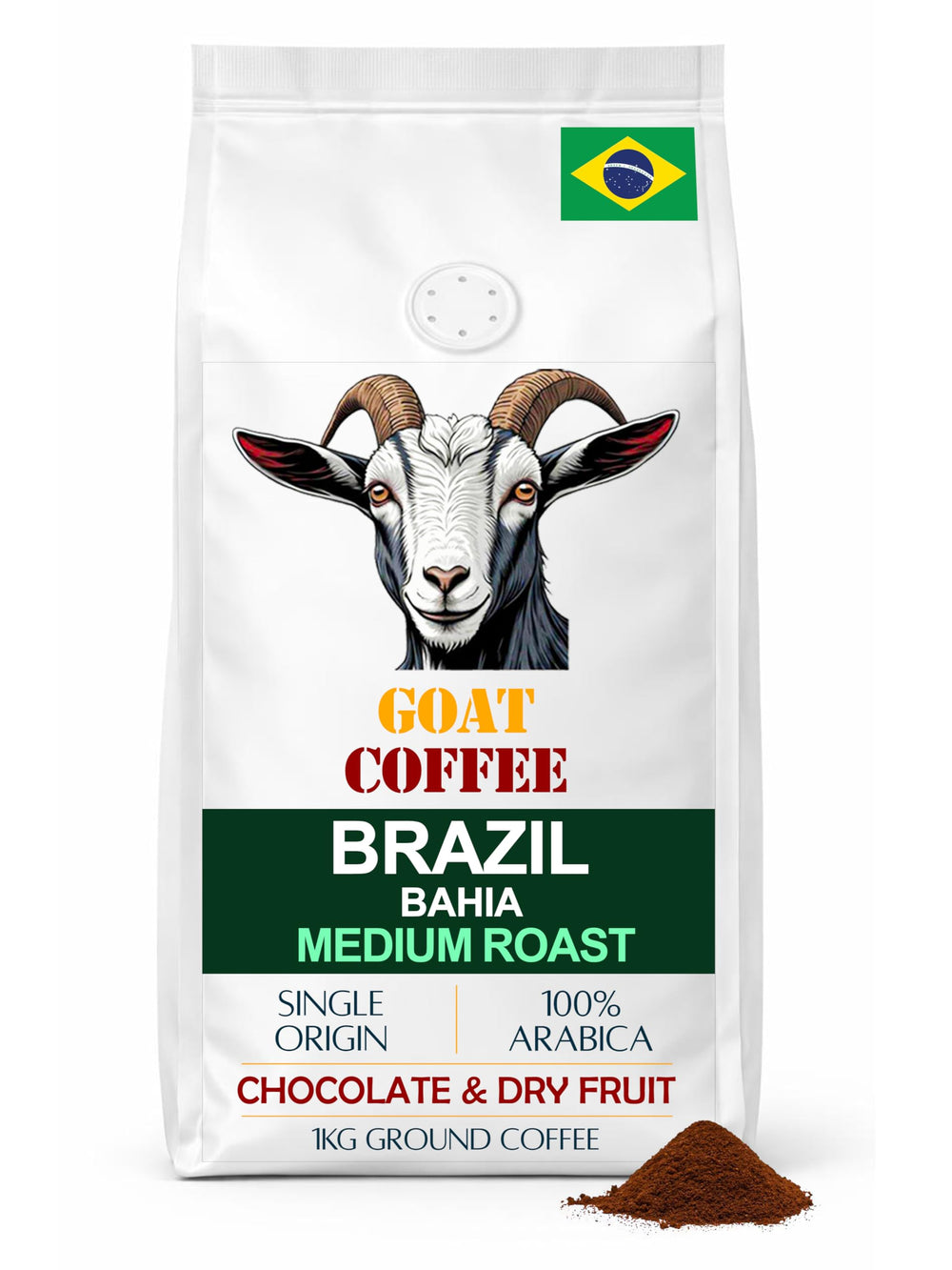 Goat Coffee Brazil Bahia Ground Coffee 1kg | Medium Roast