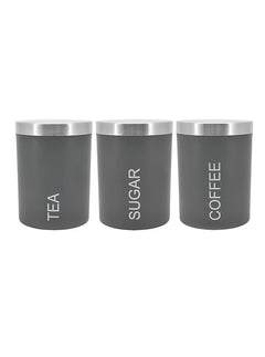 Coffeeholic Tea, Coffee & Sugar Canister Set | Grey