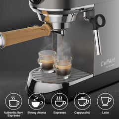 Coffeeholic Espresso Machine 1.1L | Silver, 20 Bar