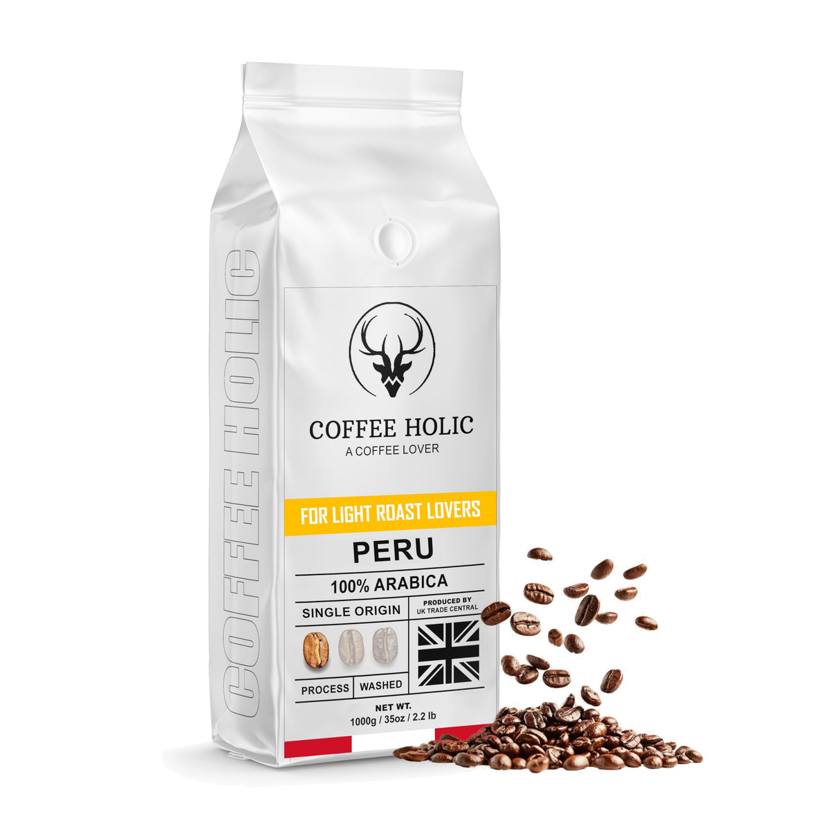 Coffeeholic Peru Coffee Beans 1kg | Light Roast