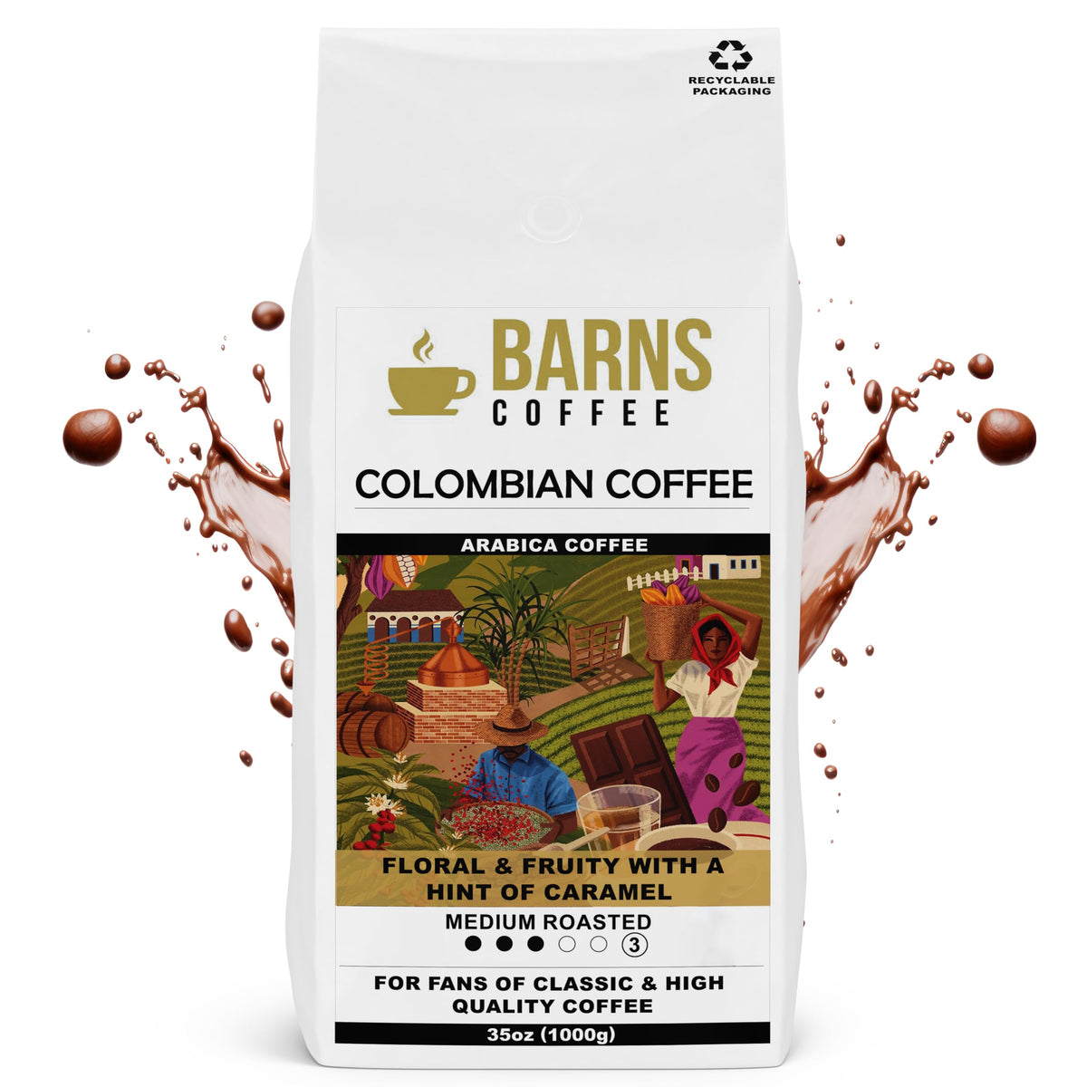 Barns Colombia Coffee Beans 1kg | Medium Roast