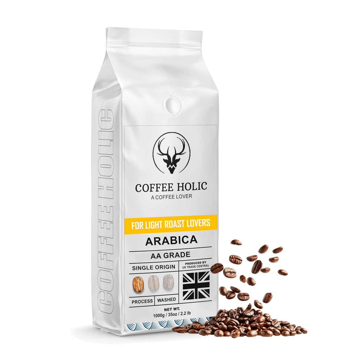 Coffeeholic Ethiopia AA Grade Coffee Beans 1kg | Light Roast
