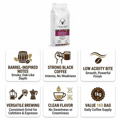 Coffeeholic Midnight Barrel Roast Ground Coffee 1kg | Dark Roast