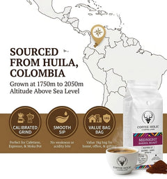 Coffeeholic Midnight Barrel Roast Ground Coffee 1kg | Dark Roast