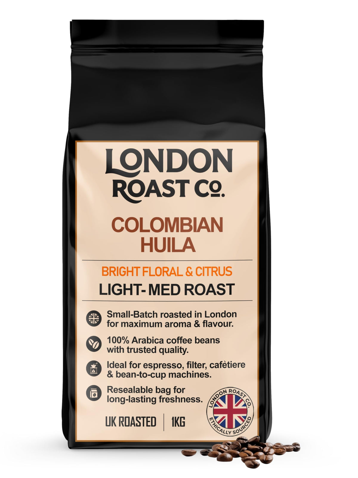London Roast Co Colombia Huila Coffee Beans 1kg | Light-Medium Roast