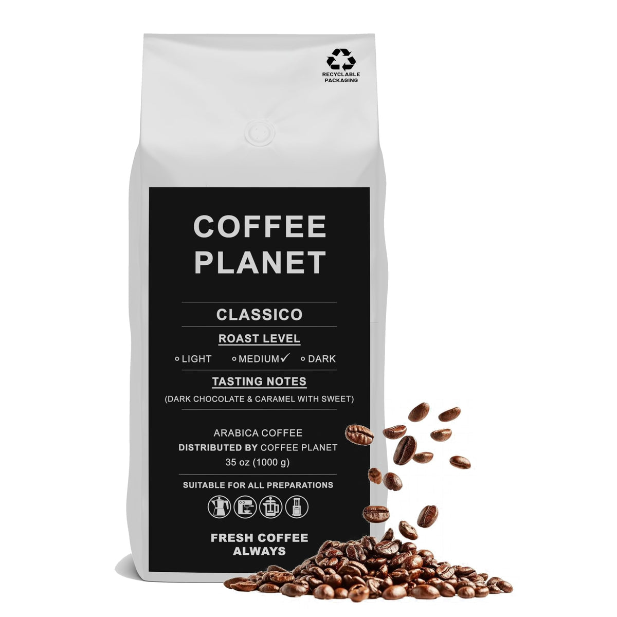 Coffee Planet Classico Coffee Beans 1kg | Medium Roast