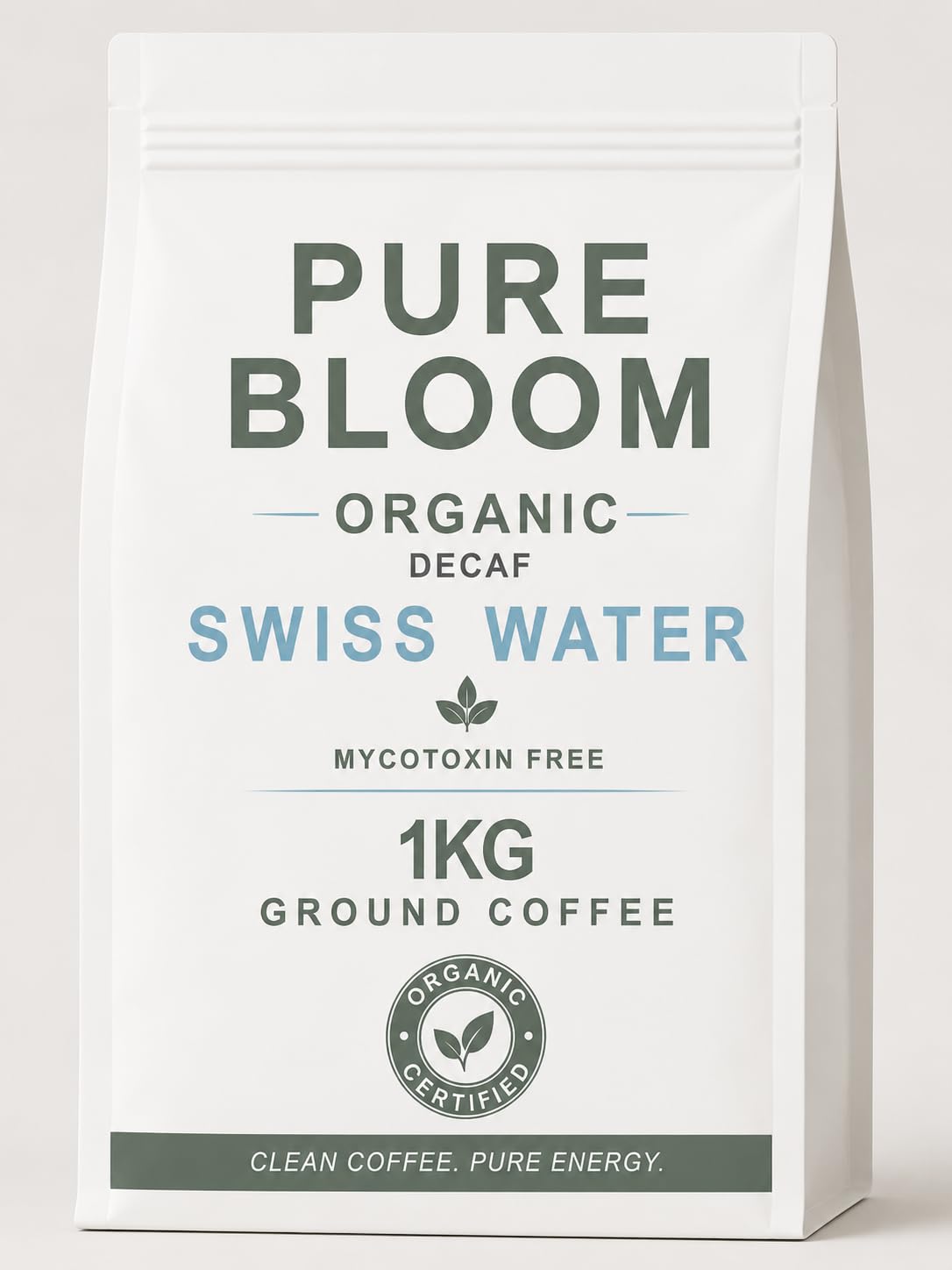 Pure Bloom Clean Jamaican Swiss Water Decaf Ground Coffee 1kg