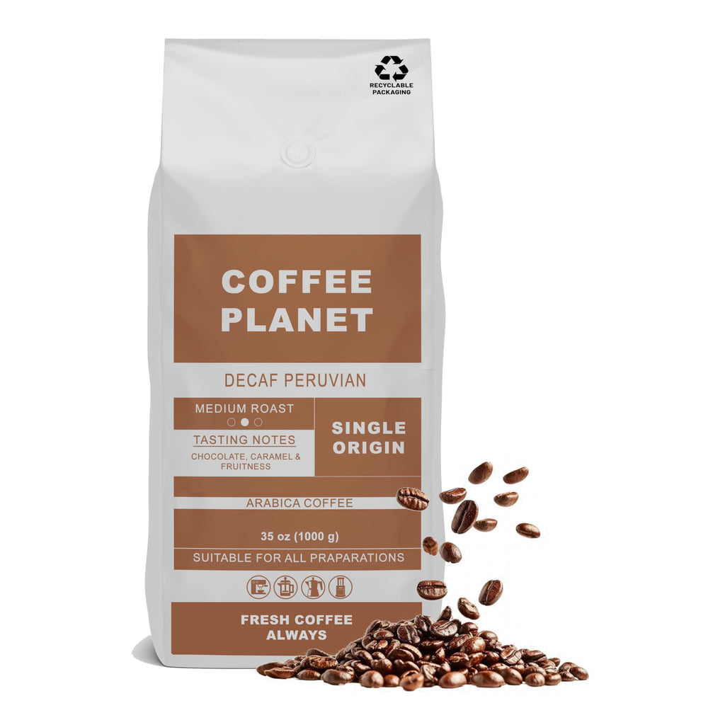 Coffee Planet Peruvian Decaf Coffee Beans 1kg | Medium Roast