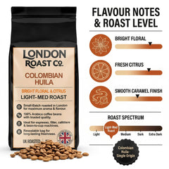 London Roast Co Colombia Huila Coffee Beans 1kg | Light-Medium Roast