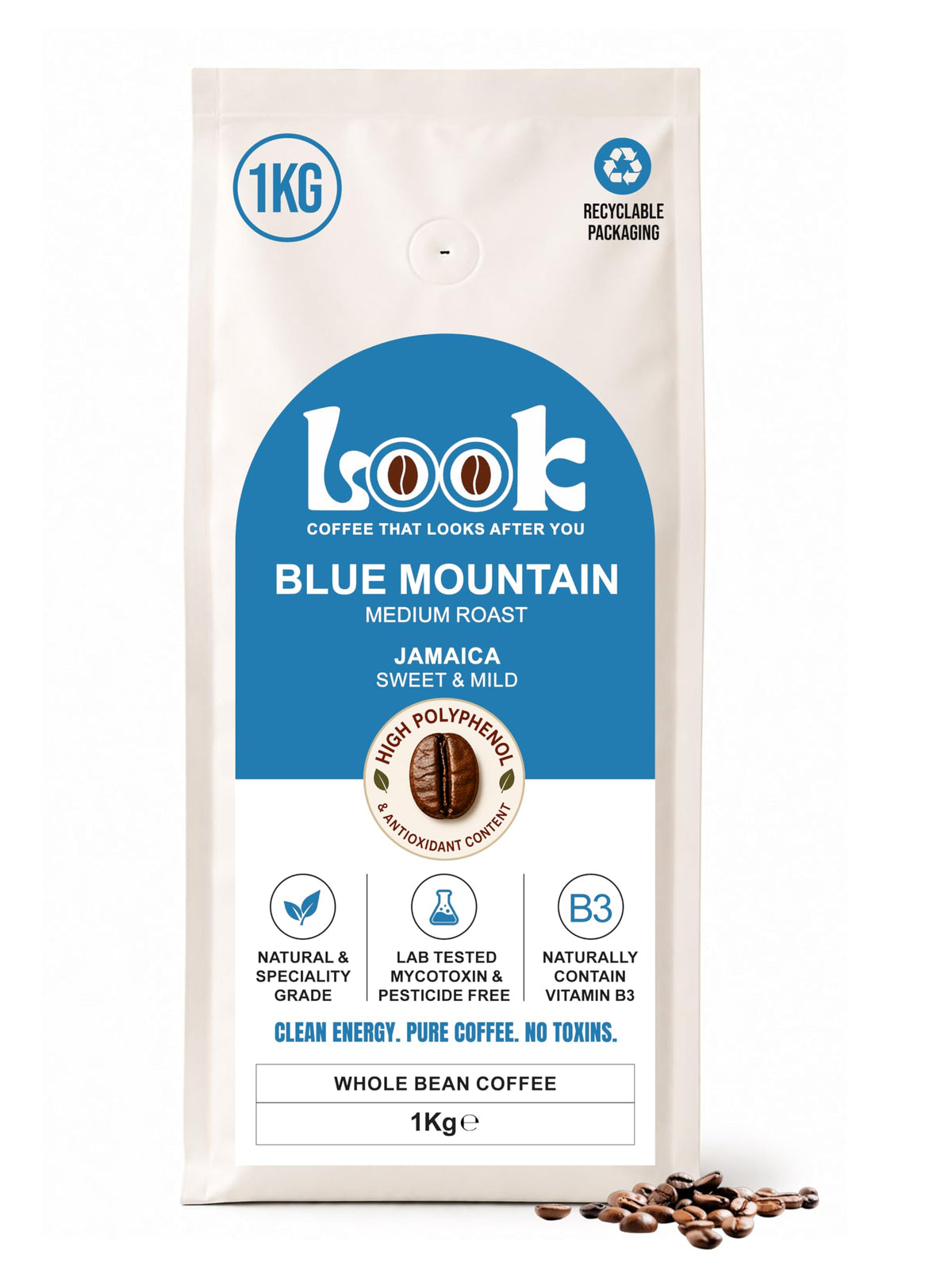 Look Coffee Blue Mountain Clean Coffee Beans 1kg | Medium Roast