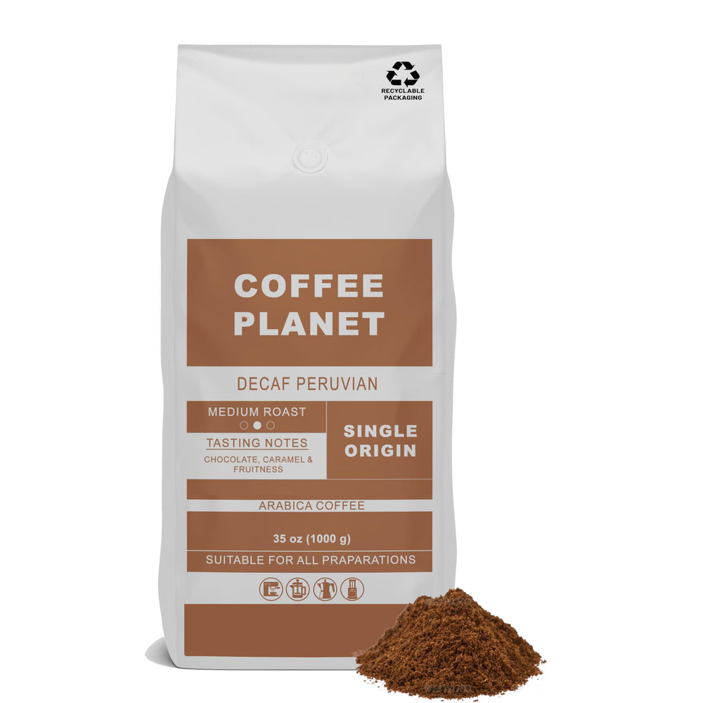 Coffee Planet Peruvian Decaf Ground Coffee 1kg | Medium Roast