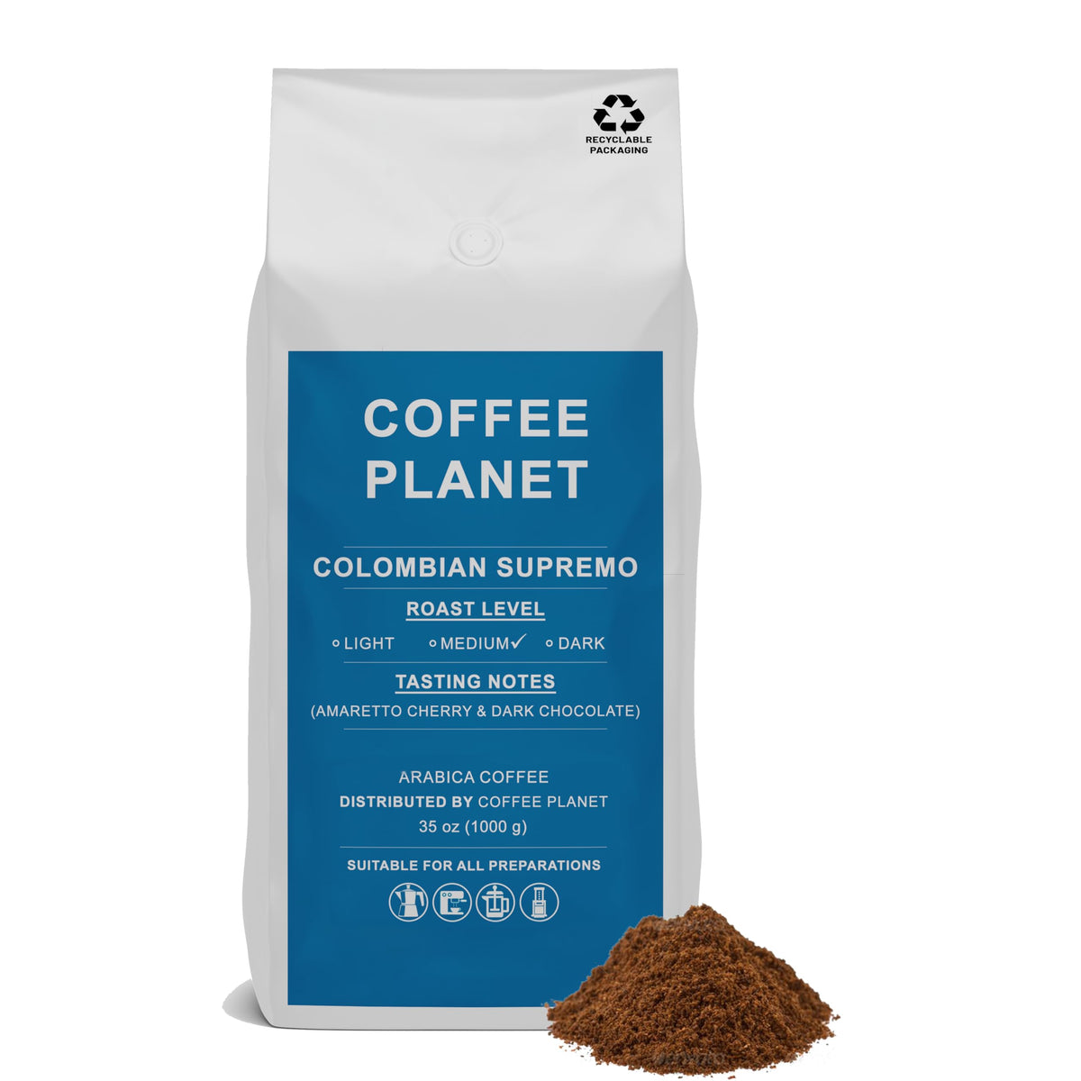 Coffee Planet Colombia Supremo Ground Coffee 1kg | Medium Roast