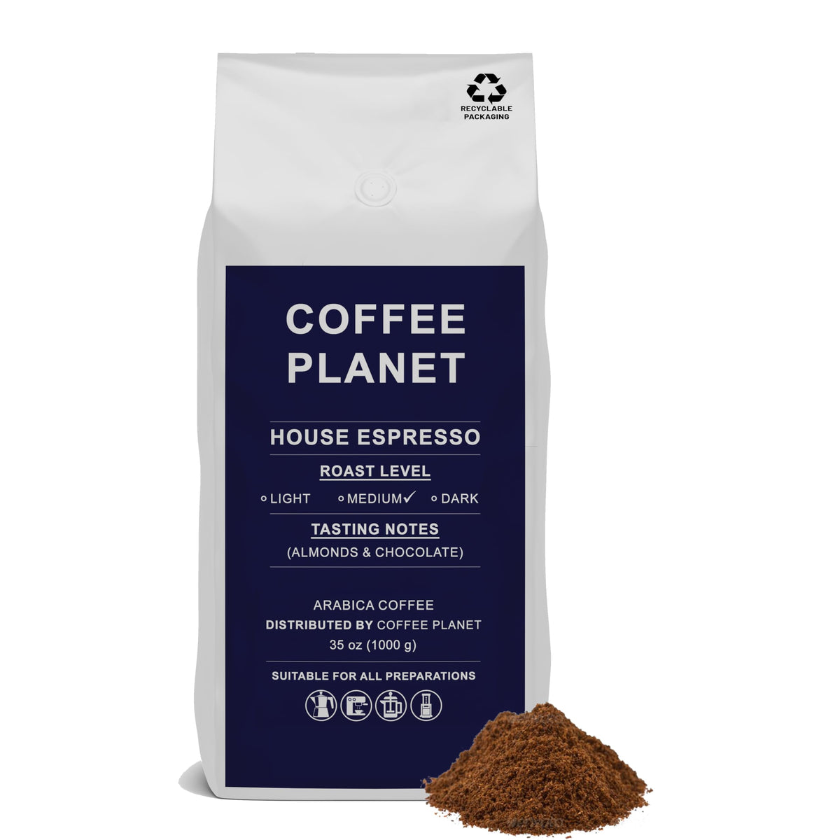 Coffee Planet House Espresso Ground Coffee 1kg | Medium Roast