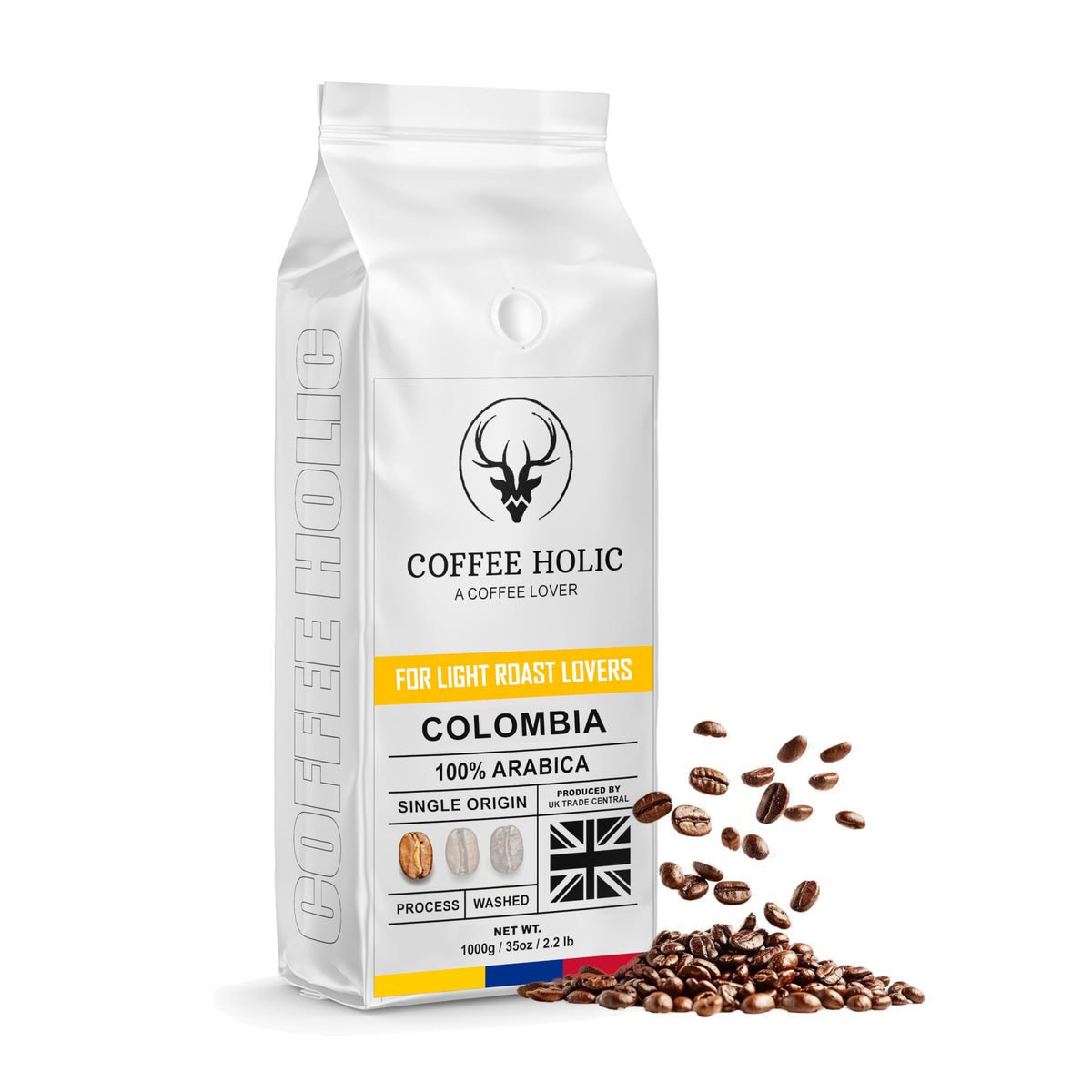 Coffeeholic Colombia Coffee Beans 1kg | Light Roast
