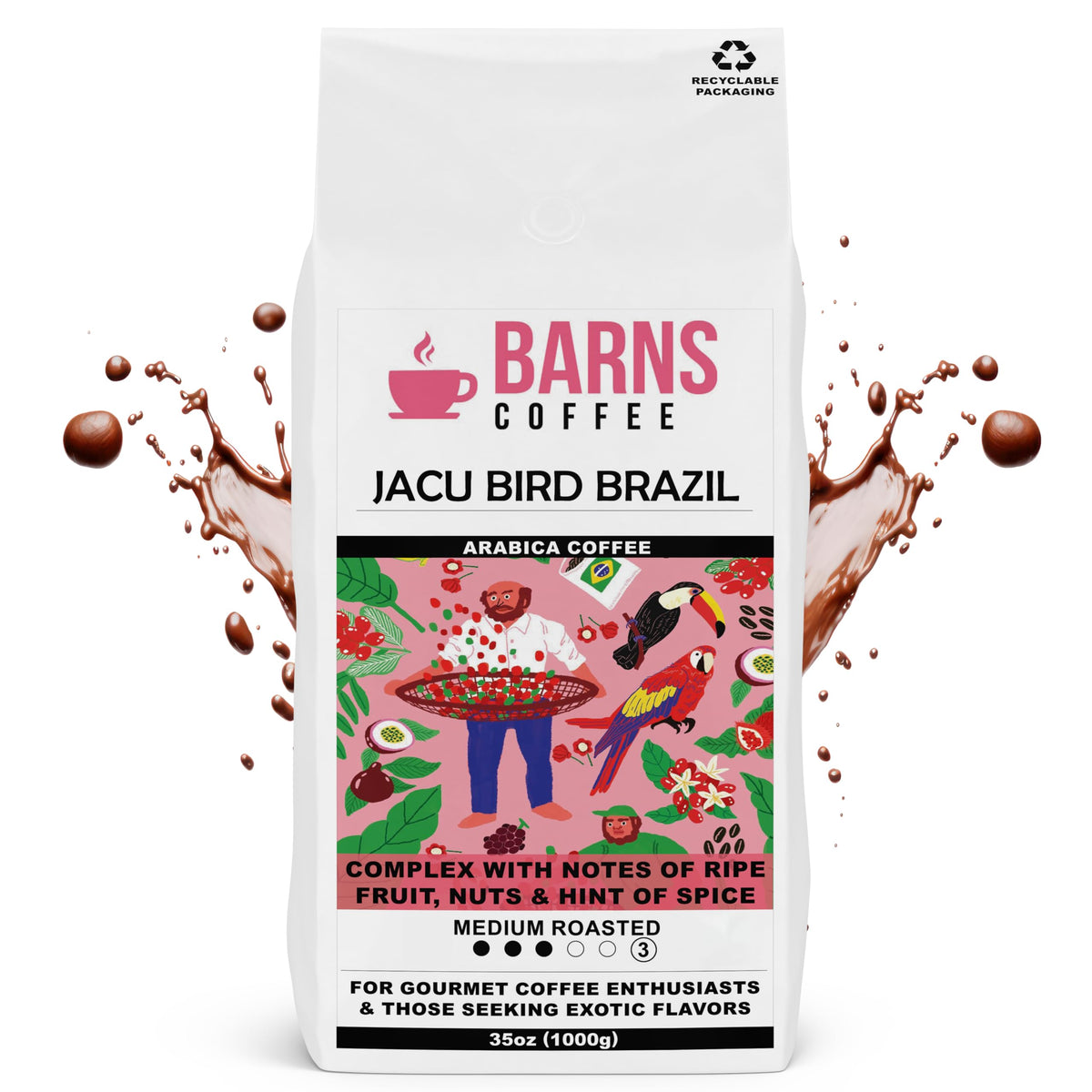 Barns Jacu Bird Brazil Coffee Beans 1kg | Medium Roast