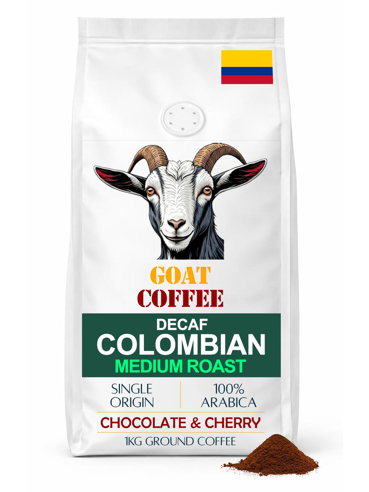 Goat Coffee Colombia Decaf Ground Coffee 1kg | Medium Roast