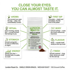 London Roast Co Brazil Ground Coffee 1kg | Medium Roast