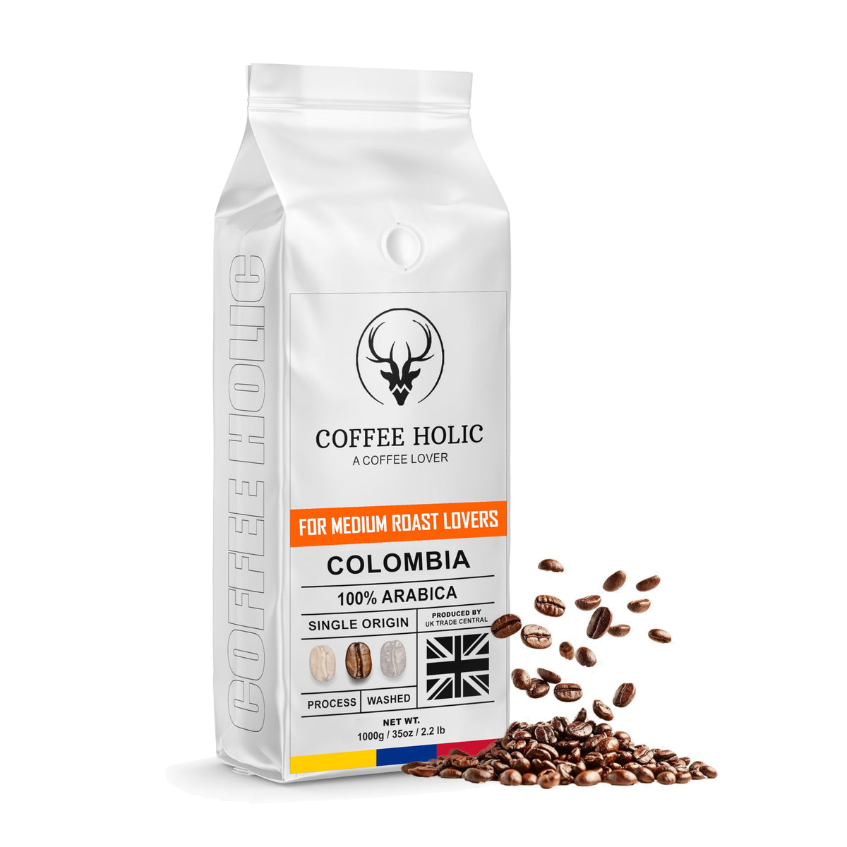 Coffeeholic Colombia Coffee Beans 1kg | Medium Roast