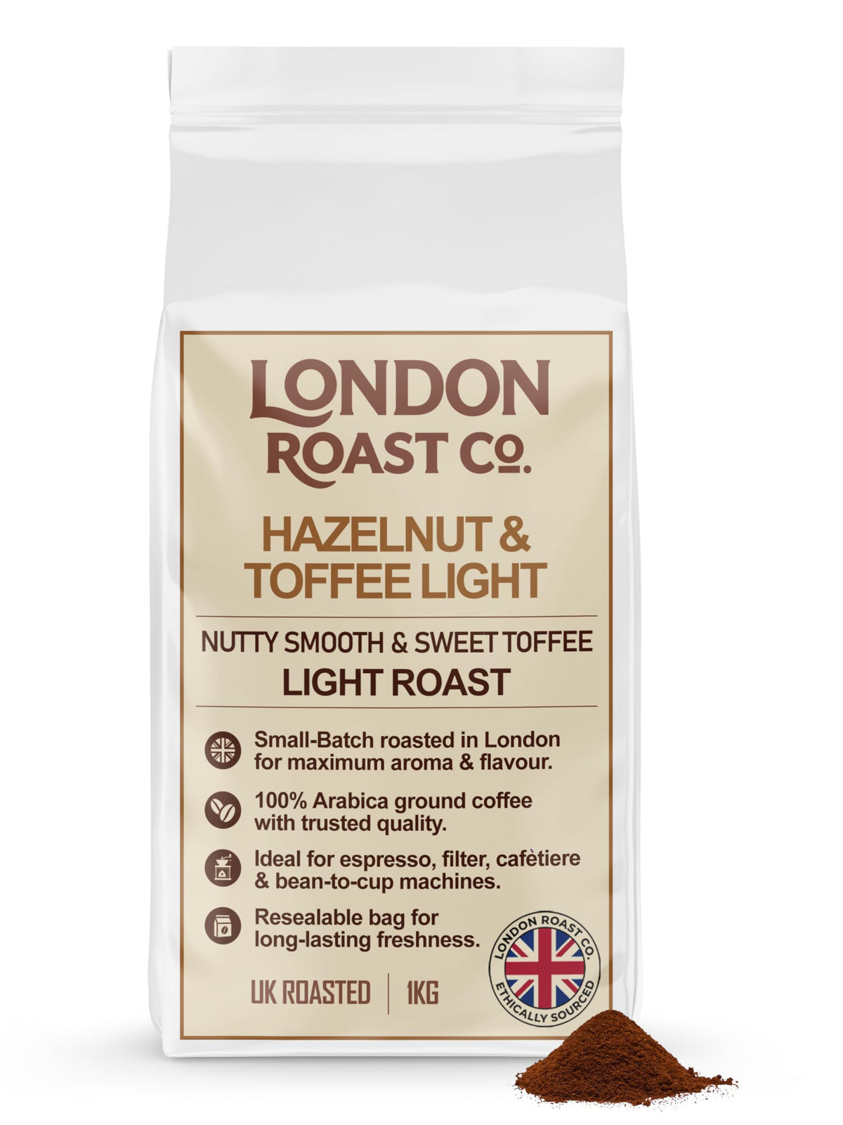 Coffeeholic Hazelnut Ground Coffee 1kg | Light Roast